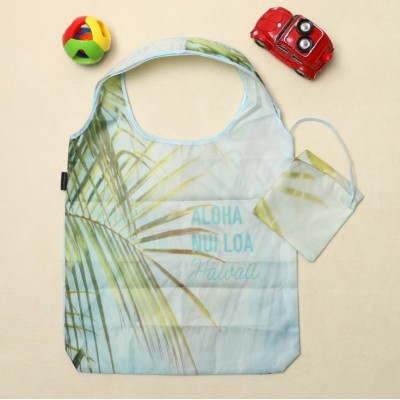 Popular Print supermarket nylon vest grocery bags pocket foldable polyester cloth shopping tote bag