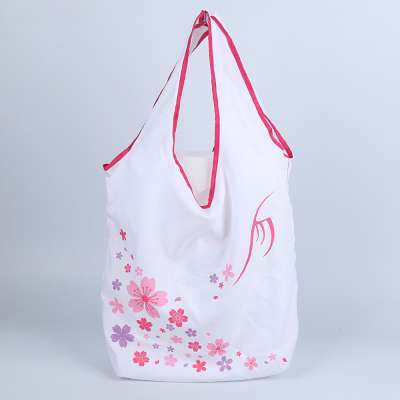 Easy carry small foldable pocket RPET polyester vest folding shopping reusable grocery shopping bag