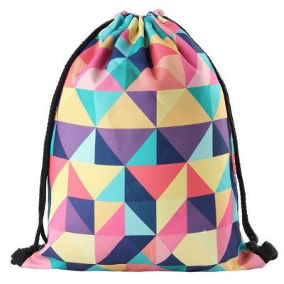 High Quality Custom Logo Full Color Printed Backpack Polyester Drawstring Bag