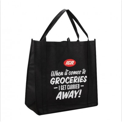 Eco Friendly Recycle Custom Shopping Reusable Black Printed Non Woven Tote Bag