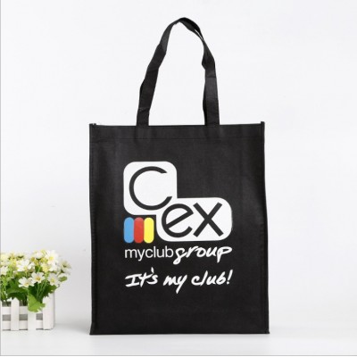 Wholesale Eco Friendly Custom Recycle Black Logo Printed Non Woven Shopping Tote Bag