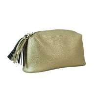 PU soft leather custom cosmetic bag personalized makeup bag with fringes tassel hanging clutch bag