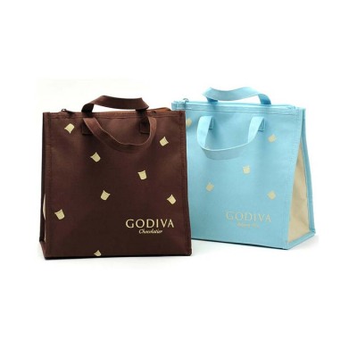 Silk printed waterproof thermal flat folding cooler bag for girls