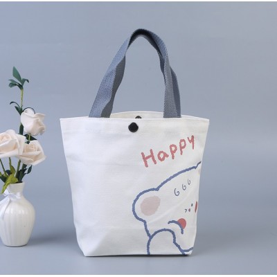 Eco Wholesale Logo Printed Customised Button Closure Shopping Packaging Cotton Canvas Tote Bag